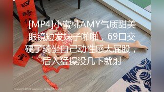 [MP4]小蜜桃AMY气质甜美眼镜短发妹子啪啪，69口交硬了骑坐自己动性感大屁股，后入猛操没几下就射